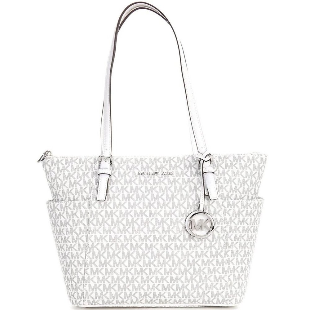 Michael Kors Jet Set East West Top Zip Signature Logo Tote Bag - Picture 1 of 11